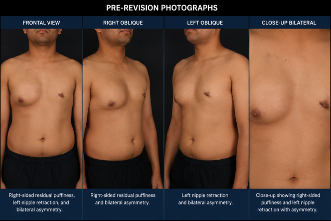 Before and after comparison of a man's bare chest; left with minimal hair, right with noticeably increased chest hair after treatment.